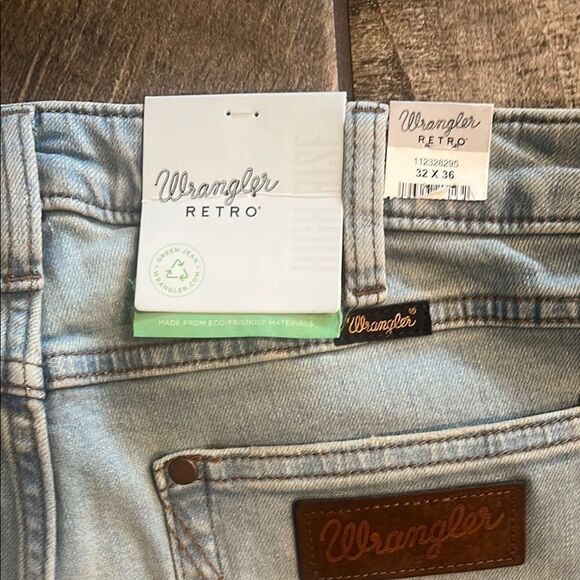 Nwt Wrangler Blue Flare Wide Leg Jeans (tall) - Picture 8 of 8